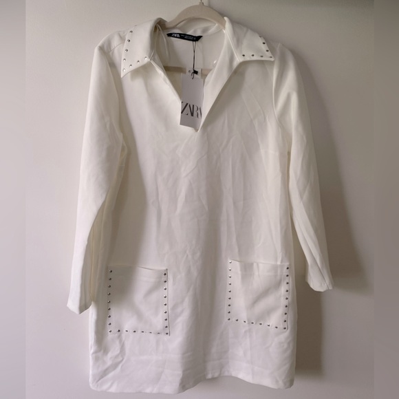 NWT Zara Mini White Dress - Picture 3 of 4